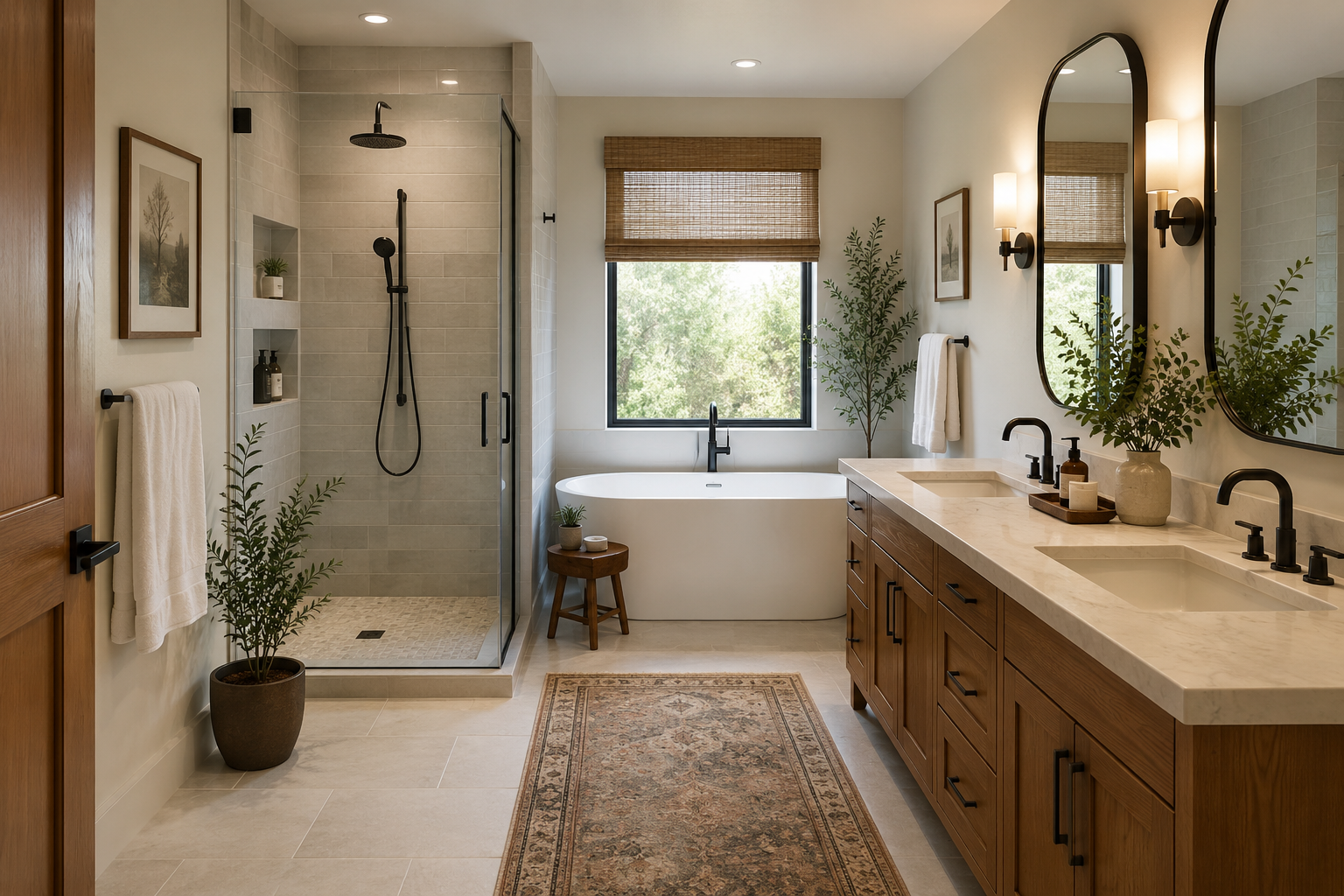 100 square foot bathroom with modern fixtures and stylish design