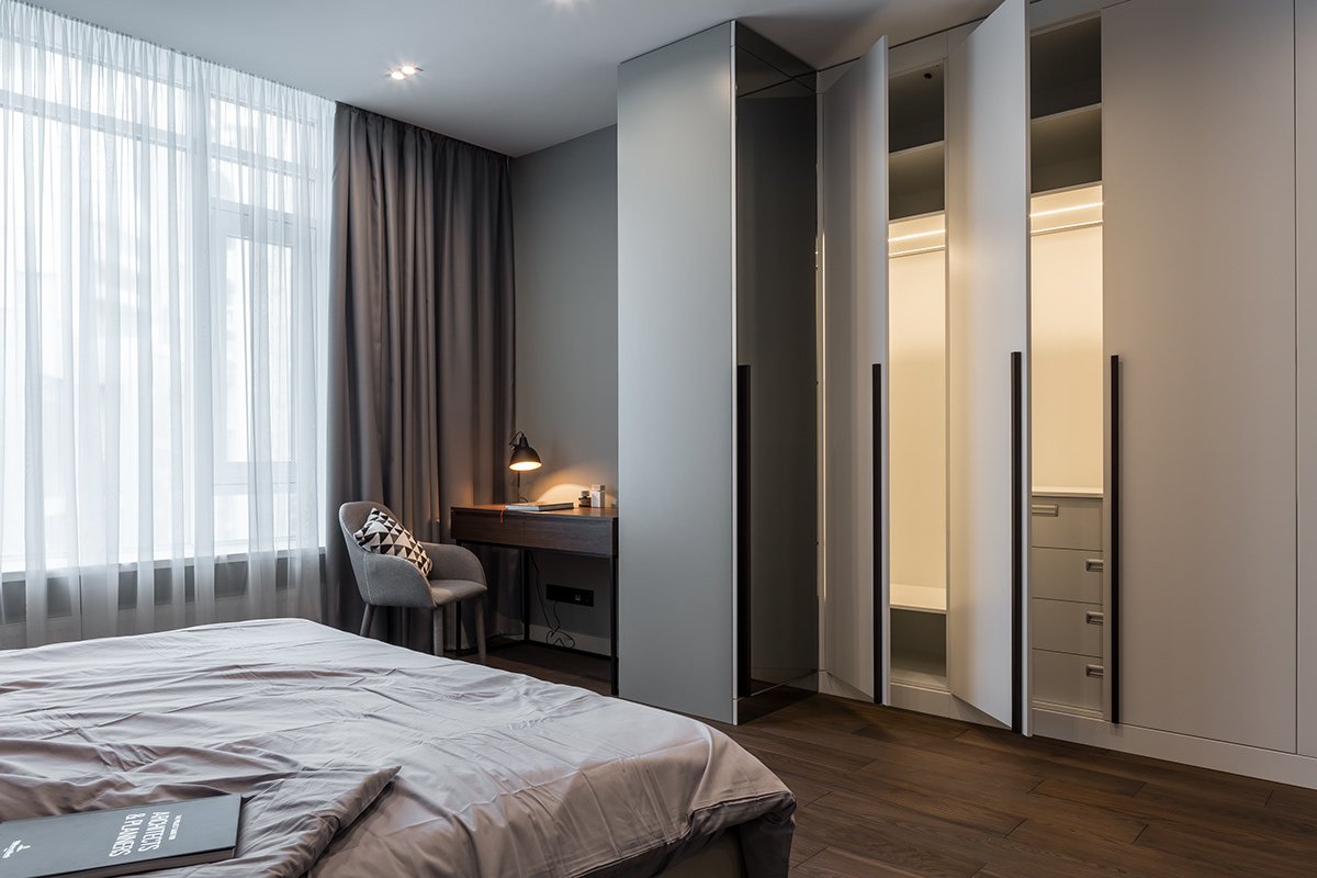 tall wardrobe in a modern bedroom