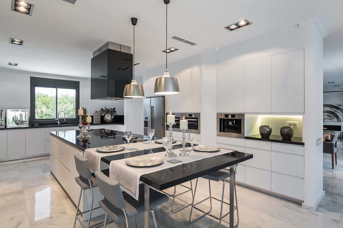 Modern kitchen design with sleek island and minimalist cabinets